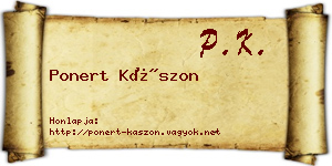 Ponert Kászon névjegykártya